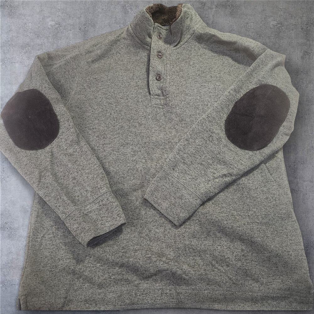 Original Weatherproof Vintage Men's Sweater Large Gray Long Sleeve Elbow Patches